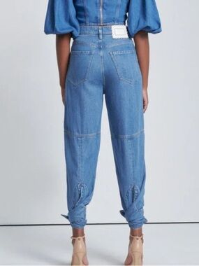 7 For All Mankind Tapered Ankle Tie Jean Medium Wash High Rise Ankle Sz 29